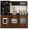 Best Choice Products Pretend Play Kitchen Wooden Toy Set for Kids w/Realistic Design, Telephone, Utensils, Oven, Microwave, Sink - Espresso view 1