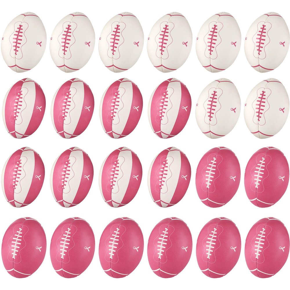 Liliful 24 Pcs Breast Cancer Awareness Footballs Pink Ribbon Stress Balls for Breast Awareness Gifts Football Party Favors Stress Relief Supplies for Women Men