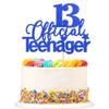 1 PCS Teen 13 Cake Topper Glitter 13th Birthday Cake Pick Decorations for Teen 13th Birthday Party Supplies Deep Blue view 1