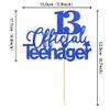 1 PCS Teen 13 Cake Topper Glitter 13th Birthday Cake Pick Decorations for Teen 13th Birthday Party Supplies Deep Blue view 2