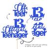 1 PCS Teen 13 Cake Topper Glitter 13th Birthday Cake Pick Decorations for Teen 13th Birthday Party Supplies Deep Blue view 3