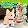 HCdoujoy Corgi Walking Dog Barking Toy, Musical Singing Dancing Volume Control Interactive Puppy Walk Along with Leash, Wagging Tail Shaking Head, Electronic Dogs Stuffed Animal Puppy for Kid view 2