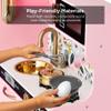 Best Choice Products Pretend Play Kitchen Wooden Toy Set for Kids w/Realistic Design, Telephone, Utensils, Oven, Microwave, Sink - Pink Floral view 3