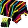 Irenare 3 Pieces Neon Table Cloths Glow in The Dark Tablecloths, 108 x 54 Inch Neon Plastic Table Covers for Chrismas Glowing Birthday Art Black Light Party Supplies Decorations(Classic) view 1