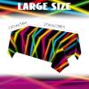 Irenare 3 Pieces Neon Table Cloths Glow in The Dark Tablecloths, 108 x 54 Inch Neon Plastic Table Covers for Chrismas Glowing Birthday Art Black Light Party Supplies Decorations(Classic) view 2