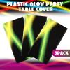 Irenare 3 Pieces Neon Table Cloths Glow in The Dark Tablecloths, 108 x 54 Inch Neon Plastic Table Covers for Chrismas Glowing Birthday Art Black Light Party Supplies Decorations(Classic) view 3