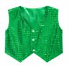 Huimingda Kids Boys Shiny Sequined Vest Jacket Hip-hop Jazz Dance Stage Performance Waistcoat Tops Fancy Costumes Green 10-12 Years view 4