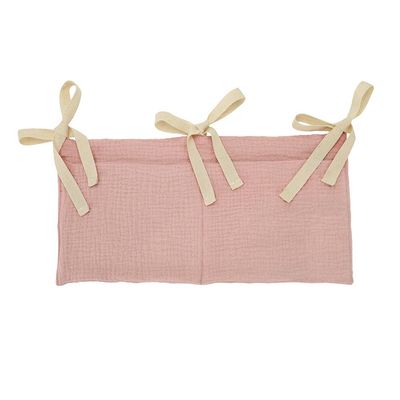 Surakey Baby Diaper Caddy Organizer, Diaper Stacker, Baby Crib Hanging Pocket with Straps Classified Storage Bag Organizer for Nursery Diapers Wipes Baby Essentials (Pink)