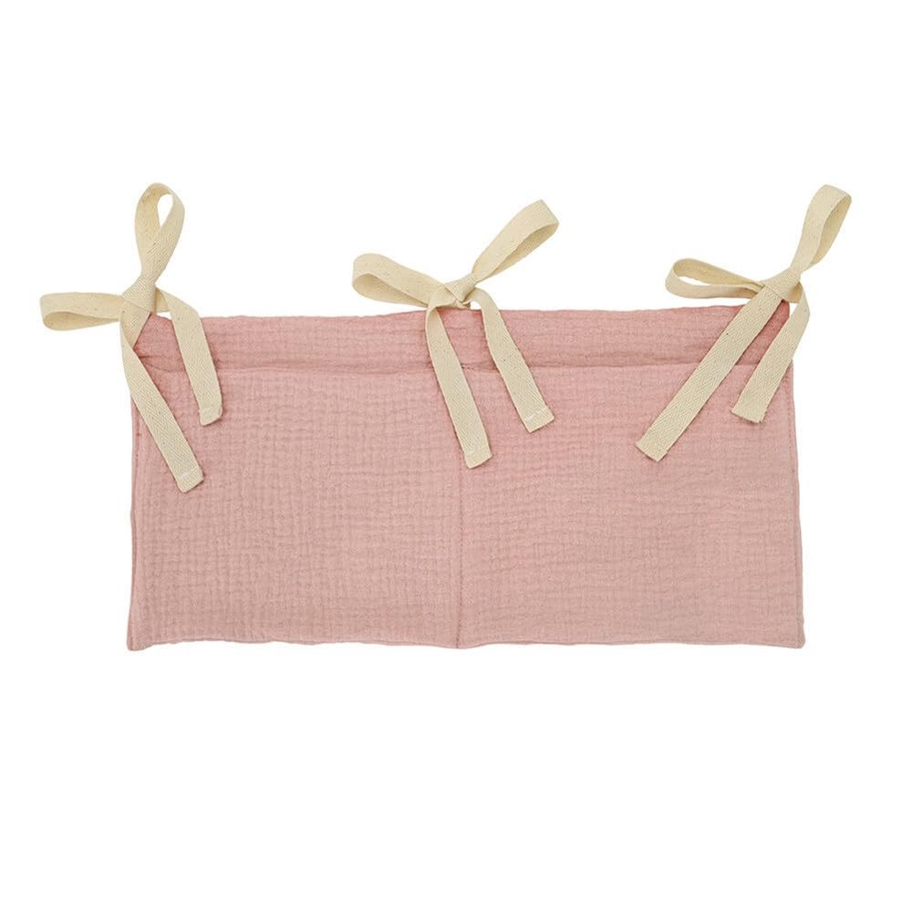 Surakey Baby Diaper Caddy Organizer, Diaper Stacker, Baby Crib Hanging Pocket with Straps Classified Storage Bag Organizer for Nursery Diapers Wipes Baby Essentials (Pink)
