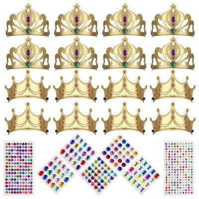 AHIER 23 Pieces Foam Crowns Set, DIY Party Princess Tiaras Crowns Make Your Crowns With Diamond Sticker (Style 2)