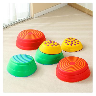 Stepping Stones 6-Piece Set Colored Balance Stepping Stones, Kids Toy Balanced Rock Sensory Training Equipment, for Home Kindergarten Obstacle Courses
