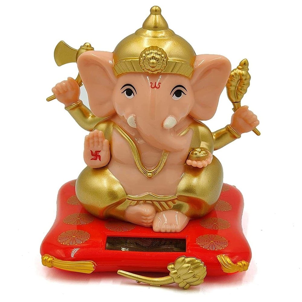 RSGM 5" Inch Moving Hands Solar Ganesha Statue for Car Dashboard/Home/Office