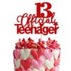 1 PCS 13 Official Teenager Cake Topper Glitter 13th Birthday Cake Pick Decorations for Teen 13th Birthday Party Supplies Red view 1