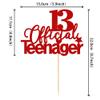 1 PCS 13 Official Teenager Cake Topper Glitter 13th Birthday Cake Pick Decorations for Teen 13th Birthday Party Supplies Red view 2