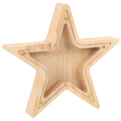 Cabilock Star Piggy Bank for Kids Decorative Coin Shape Money Box Wooden Acrylic Kids Money Box Bank