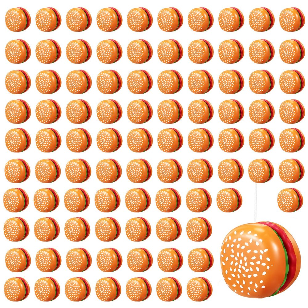 Liliful 100 Pcs Hamburger Bulk Yo Yo Toys Plastic Burger Party Favors for Kids Adults String Toys for Student Training Party Game Gifts Goody Bag Favors Classroom