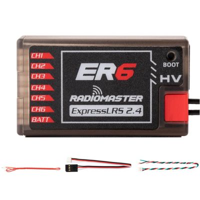 HTLNUZD ER6 PWM 2.4G RC Receiver for Radiomaster 6CH 100mw CRSF Support Voltage Telemetry WiFi Update for Fixed Wing Aircraft