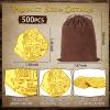 Jenaai 500 Pcs Pirate Plastic Coins Set with Bag Pirate Treasure Play Coins Replica Spanish Doubloons for Board Games Tokens Cosplay Halloween Adventure Party Supply(Gold) view 2