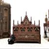 Dollhouse BED - Exclusive Gothic Dollhouse furniture - Laser cut wood - Goth decor view 3