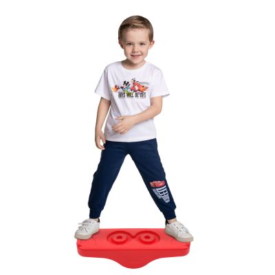 Kids Rocking Seesaw Balance Board with 5 Wooden Balls Sensory Training Rocking Board Balance Training Equipment Children Indoor Outdoor Activity Toy