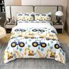 100% Cotton Kids Construction Bedding Sets for Boys,Cartoon Car Excavator Tractor Comforter Cover Full,Cute Equipment Trucks Duvet Cover for Toddler Teen Room Decor Yellow Blue Vehicle Quilt Cover view 1