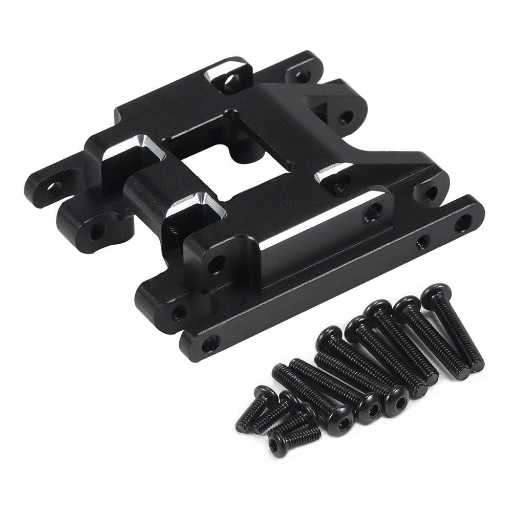 Aliuminum Alloy TRX4M Upgrades Transmission Gearbox Skid Plate with 11T Pinion Gear Box Housing for 1/18 RC Crawler 97054-1 Defend 97074-1 Bronc (Plate-Black)