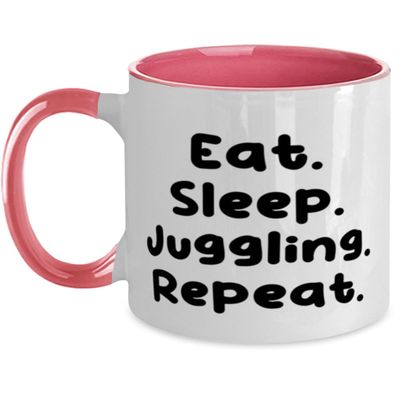 Sarcasm Juggling Gifts, Eat. Sleep. Juggling. Repeat, Beautiful Two Tone 11oz Mug For Friends, Cup From Friends, Coffee mug, Two tone mug, Mug gift, Gift for coffee lover, Unique coffee mug, Cute
