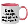 Sarcasm Juggling Gifts, Eat. Sleep. Juggling. Repeat, Beautiful Two Tone 11oz Mug For Friends, Cup From Friends, Coffee mug, Two tone mug, Mug gift, Gift for coffee lover, Unique coffee mug, Cute view 2