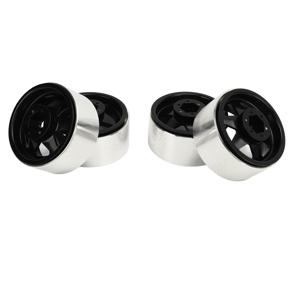 2.2 Inch RC Car Beadlock Wheels Rim, 4Pcs Metal Beadlock Wheel Rim, Offset 8.9mm, Hub Wheel Rims for SCX10 90046, for D90, for HSP, for Redcat, for, HPI
