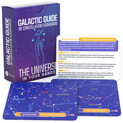 Briston Galactic Guide 88 Constellation Flashcards Astronomy Learning Cards for Kids & Adults, Star Chart Study Set with Brightest Stars, Facts & Illustrations, Space Education Gift for Stargazers