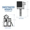 Backyard Discovery Sweetwater Heights White Elevated Cedar Wooden Kids Playhouse with Wave Slide, Play Kitchen, Step Ladder, Half Door, Wrap-Around Deck, Windows, Bell, Growth Chart for Outdoor Play view 3