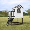Backyard Discovery Sweetwater Heights White Elevated Cedar Wooden Kids Playhouse with Wave Slide, Play Kitchen, Step Ladder, Half Door, Wrap-Around Deck, Windows, Bell, Growth Chart for Outdoor Play view 4