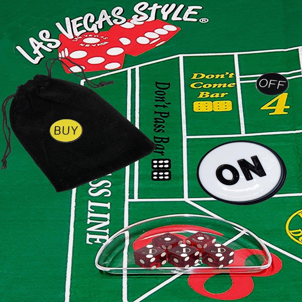Craps Starter Kit Sets, Featuring Genuine The D Las Vegas Casino Table-Played Dice with Clear Acrylic Dice Boat (Red Polished)
