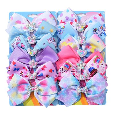 12 Pcs 5 Inch Hair Bows for Girls,Colorful Rainbow Heart Girls Hair Bows Grosgrain Ribbon Hair Bow With Alligator Clips for Toddlers Little Children Kids Teens