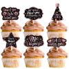 18pcs Pink Glitter Dessert Cupcake Topper We Will Miss You Dont Go We Beg You Theme Decor Supplies Men Woman Coworker Funny Retirement Going Away Party Supplies view 1