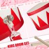 Kids Drum Set 8 Inch Wooden Toy Drum with Adjustable Strap 2 Drumsticks Educational Sensory Musical Instrument Toy Set for Toddlers Kid Baby Boys Girls Gift(Red Triangle Style) view 3