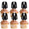 18pcs Black Glitter Men's Suit Dessert Cupcake Topper The Man The Myth The Legend Theme Decor Supplies Boys Men Happy Birthday Father's Day Family Party Decorations view 1