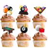18pcs Glitter Billiards Dessert Cupcake Topper Sport Theme Decor Supplies Men Boys Girls Happy Birthday Decorations view 1