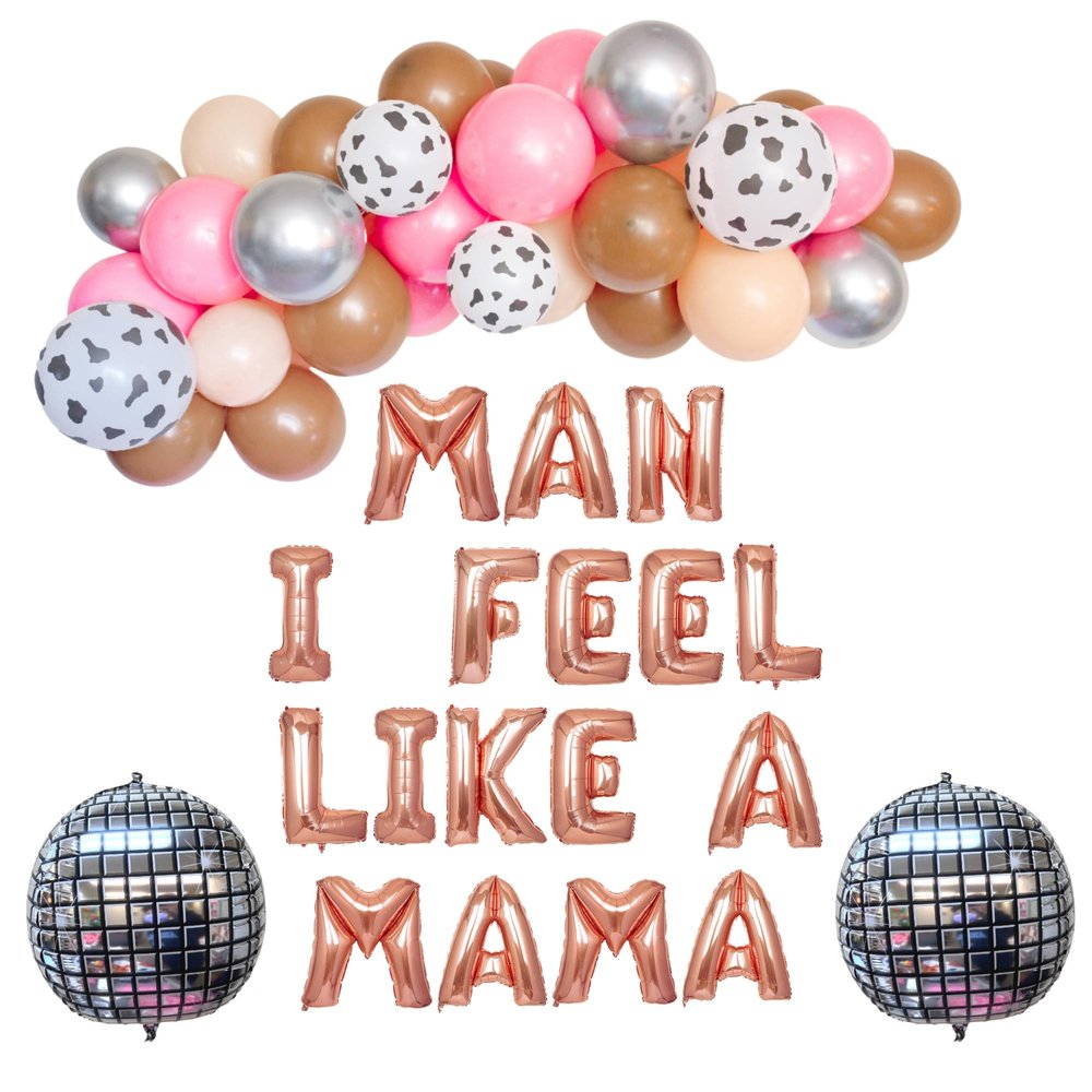 100% LIKED-Man I Feel Like A Mama Banner, Disco Cowgirl Baby Shower Western Baby Shower Party, Disco Cowgirl Baby Shower Balloons Decorations, Nashville Baby Shower Party Supplies