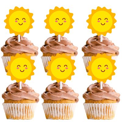 18pcs Gold Glitter Sun Cupcake Topper Weather Theme Decor Supplies Baby Shower Girls Boys Happy Birthday Party Decorations