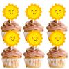 18pcs Gold Glitter Sun Cupcake Topper Weather Theme Decor Supplies Baby Shower Girls Boys Happy Birthday Party Decorations view 1
