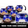 18pcs Blue Glitter Dessert Cupcake Topper Game Console Play Gaming sports Lets Glow Crazy Party Theme Decor Supplies Boys Girls Party Decoration view 3