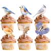 18pcs Glitter Dessert Cupcake Topper Flying Bird Nature Theme Decor Supplies Baby Shower Boys Girls Happy Birthday Party Decorations view 1