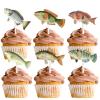 18pcs Glitter Fish Dessert Cupcake Topper Go Fishing Theme Decorations Baby Shower Boys Girls Happy Birthday Party Decor Supplies view 1