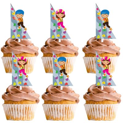 18pcs Colorful Glitter Climbing Dessert Cupcake Topper Rock Climbing Sport Theme Decor Supplies Adventurer Climber Sporty Happy Birthday Decorations