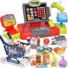 G.C Kids Cash Register Toy Pretend Play with Real Calculator Sound Scanner/Shopping Cart/Food/Play Money, Learning Counter Grocery Store Playset Toys Gift for Kid Boy Girl Age 3 4 5 6 7 8 Years Old view 1