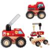 WoodenEdu Construction Vehicles for Toddlers, 2 Pcs Wooden Detachable Assemble Cranes and Tractor, Kids Vehicle Toys Hand Push Car Toys for 3 Years Old Boys Girls view 1