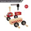 WoodenEdu Construction Vehicles for Toddlers, 2 Pcs Wooden Detachable Assemble Cranes and Tractor, Kids Vehicle Toys Hand Push Car Toys for 3 Years Old Boys Girls view 2