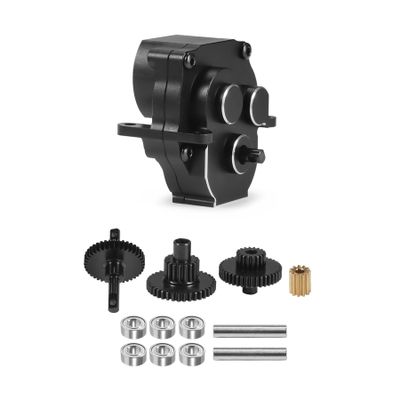 Aliuminum Alloy TRX4M Transmission 11T Pinion Gears Set with Gearbox Housing Mount Plate for 1/18 RC Crawler 97054-1 Defend 97074-1 Bronc TRX4-M Upgrades (Gears+Case(Black))