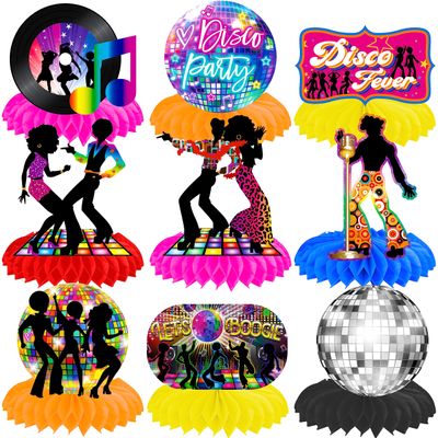 10Pcs 70s Disco Honeycomb Centerpieces Disco Fever Party Decorations Dancing Queen Party Table Centerpieces 70s Party Supplies 1970s Disco Party Centerpieces for Table
